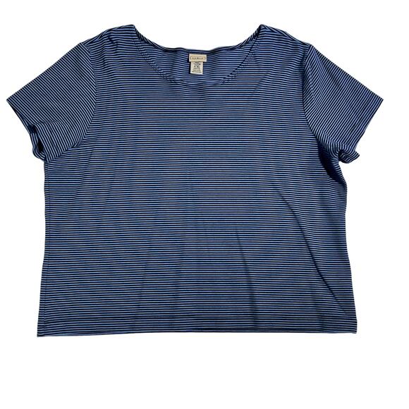 L.L. Bean Boat Neck Shirt Woman's XL Reg Navy Stripes Luxury Supima Cotton - Picture 1 of 8